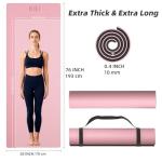 ILILI Yoga Mat 10mm Extra Thick and 193cm Extra Long, 76x28×0.4 Inch, Double Color Non-Slip TPE Material, Easy Carrying with Strap, Ideal for Yoga, Pilates, Floor Exercise, Home and Outdoor Use, Eco Friendly