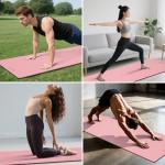 ILILI Yoga Mat 10mm Extra Thick and 193cm Extra Long, 76x28×0.4 Inch, Double Color Non-Slip TPE Material, Easy Carrying with Strap, Ideal for Yoga, Pilates, Floor Exercise, Home and Outdoor Use, Eco Friendly