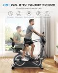 THERUN Recumbent Elliptical Exercise Machine, Quiet Stationary Exercise Bike for Home, 15.8" Stride Elliptical Training Machines w/Arm Leg Exercisers, 8-Level Resistance, Adjustable Seat (Gray)