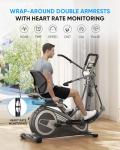 THERUN Recumbent Elliptical Exercise Machine, Quiet Stationary Exercise Bike for Home, 15.8" Stride Elliptical Training Machines w/Arm Leg Exercisers, 8-Level Resistance, Adjustable Seat (Gray)