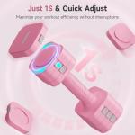 FEIERDUN 5-in-1 Adjustable Dumbbell Set of 2, 12LBS/6LBS Hand Weights for Women, 1s-Adjust Dual-Stable Dumbbell Set for Women Home Gym & Outdoor, Pink