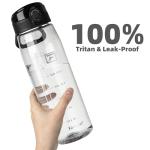 Fanhaw 32 oz Tritan Water Bottle with Chug Lid - Clear, BPA-Free, Lightweight, Wide Mouth, Leak-Proof, Perfect for Gym, Travel, School, Office, and Sports (Clear & Black)
