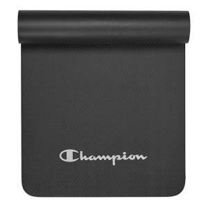 Champion 10mm Exercise Mat, Black, Cushioned Non-Slip Workout Mat with Textured Base for Yoga, Pilates, Stretching & Floor-Based Training, Lightweight NBR Material, Includes Carry-On Strap