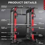 Pooboo Multi-Functional Machine Power Cage, 2000LB Squat Rack, LAT-Pull Down System, Dual Pulley Cable Crossover System, Home Gym Workout Machine with Strength Training Attachments (P43-Pro)