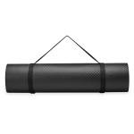 Champion 10mm Exercise Mat, Black, Cushioned Non-Slip Workout Mat with Textured Base for Yoga, Pilates, Stretching & Floor-Based Training, Lightweight NBR Material, Includes Carry-On Strap
