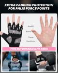 Sportneer Workout Gloves for Men & Women, Full Palm Protection Breathable Exercise Gloves w/Curved Open Back, Lightweight Fitness Gloves for Pull Up, Dumbbells, Cycling, Rowing (Black-White, Small)