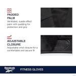 Reebok Classic Fingerless Gloves (Black/Grey, Small), Lightweight Fitness & Weight Lifting Gloves for Training, Crossfit, Cycling & Home Gym Exercise, Breathable Workout Gloves for Men & Women