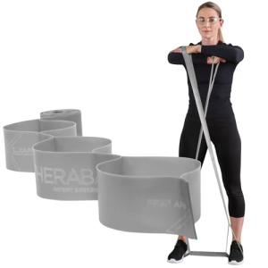 TheraBand - 12719 CLX Resistance Band with Loops, Fitness Band for Home Exercise and Full Body Workouts, Portable Gym Equipment, Gift for Athlete, Individual 5 Foot Band, Silver, Super Heavy, Advanced Level 2