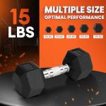 Yes4All Cast Iron - Chrome Grip Hex Dumbbell - 15 lbs - Single