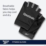 Reebok Classic Fingerless Gloves (Black/Grey, Small), Lightweight Fitness & Weight Lifting Gloves for Training, Crossfit, Cycling & Home Gym Exercise, Breathable Workout Gloves for Men & Women