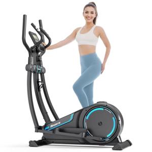 THERUN Elliptical Exercise Machine, Hyper-Quiet Magnetic Elliptical Machine for Home, 15.3IN Stride Elliptical Training Machines with 16 Resistance Levels, 17.6LBS Flywheel (Metallic)