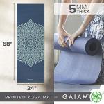 Gaiam Yoga Mat Premium Print Non Slip Exercise & Fitness Mat for All Types of Yoga, Pilates & Floor Workouts, Indigo Sundial, 5mm