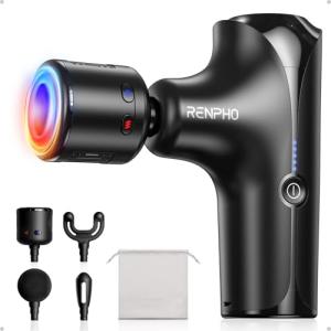 RENPHO Mini Thermacool Massage Gun with Heat and Cold, Professional Pocket-Sized Percussion Massager, FSA Eligible HSA, Portable Deep Tissue Massager, Quiet Operation with Travel Carry Bag
