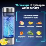 BEVECK 14 oz Portable Hydrogen Water Bottle Generator with PEM-SPE Technology, USB Rechargeable Hydrogen Water Ionizer Cup, Produces up to 3000 ppb Hydrogen in 3 Minutes for Home, Gym, Office & Travel