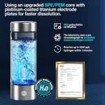 BEVECK 14 oz Portable Hydrogen Water Bottle Generator with PEM-SPE Technology, USB Rechargeable Hydrogen Water Ionizer Cup, Produces up to 3000 ppb Hydrogen in 3 Minutes for Home, Gym, Office & Travel