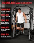 GarveeLife Smith Machine Home Gym All in One, 2200 LBS Squat Rack Power Cage with Smith Bar, LAT Pull-Down, Cable Systems, Leg Hold-Down and More Attachments, Workout Equipment (Black)