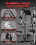 GarveeLife Smith Machine Home Gym All in One, 2200 LBS Squat Rack Power Cage with Smith Bar, LAT Pull-Down, Cable Systems, Leg Hold-Down and More Attachments, Workout Equipment (Black)