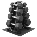Fitvids 100LB Rubber Coated Hex Dumbbell Weight Set with Storage Rack, 5-20LB Free Weights with Anti-Slip Handle for Home Gym