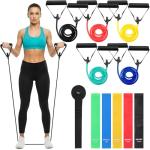 Leyndo 11 Pcs Resistance Bands with Handles Exercise Fitness Resistance Tube Bands Working Out Loop Band and Door Anchor for Men Women Physical Therapy Strength Training Shape Body Home Workouts