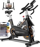 Exercise Bike, Wenoker Stationary Bike for Home, App Supported Indoor Bike with Silent Belt Drive, Heavy Flywheel, Multi-grips Handlebar and Upgraded Digital Display