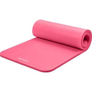 Retrospec Solana Yoga Mat 1" Thick w/Nylon Strap for Men & Women - Non Slip Exercise Mat for Home Yoga, Pilates, Stretching, Floor & Fitness Workouts - Pink Dahlia