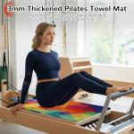 Non Slip Pilates Reformer Mat, Soft Fleece Surface Pilates Towel Mat, Pilates Mat with Multiple Equipment, Lightweight and Foldable, Sweat Wicking and Quick Drying, For Yoga and Fitness (Multicolor)