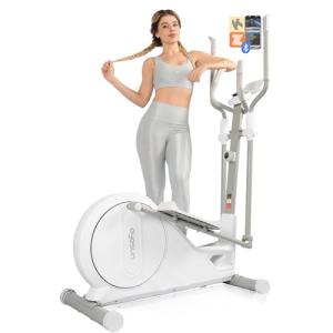 Elliptical Training Machines,Elliptical Exercise Machine for Home with Hyper-Quiet Magnetic Driving System, Elliptical Trainer/330 LBS Loading Capacity(White)