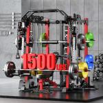 Smith Machine with Cable Crossover System, Multi-Function Squat Rack Power Cage for Home Gym, Power Rack and Packages Weight Sets (Red, L07-Smith Machine+Weight Bench+(Pole+Cast lron) 341LBS)