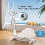 Elliptical Training Machines,Elliptical Exercise Machine for Home with Hyper-Quiet Magnetic Driving System, Elliptical Trainer/330 LBS Loading Capacity(White)