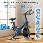 Exercise Bike for Home – 350LB Magnetic Resistance Indoor Cycling Bike, Silent Stationary Spin Bike with App Sync, Adjustable Seat, LCD Monitor, Smooth & Quiet for Cardio Workout