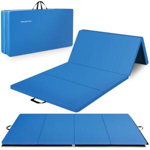 BalanceFrom 10x4 Feet 4-Panel Folding Gymnastics Mat – 2-Inch Thick Pad with Vinyl Surface and Carrying Handles for Tumbling, Yoga, Pilates, Home Workouts, and Martial Arts