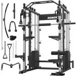 Smith Machine with Weight Stacks, Heavy Duty Home Gym System Power Cage Cable Crossover Machine Multi-Functional Trainer 350lbs Weigh Stack Ratio 1:1