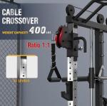 Smith Machine with Weight Stacks, Heavy Duty Home Gym System Power Cage Cable Crossover Machine Multi-Functional Trainer 350lbs Weigh Stack Ratio 1:1