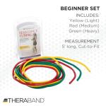 THERABAND Resistance Tubes, Begginer Set, Yellow, Red, and Green, 5 ft Latex Tubing, Home or Clinic Use, Cut-to-Fit, Color-Coded Resistance Bands for Upper & Lower Body Workouts