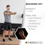 THERABAND Resistance Tubes, Begginer Set, Yellow, Red, and Green, 5 ft Latex Tubing, Home or Clinic Use, Cut-to-Fit, Color-Coded Resistance Bands for Upper & Lower Body Workouts