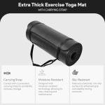 BalanceFrom Fitness GoYoga All Purpose 71 x 24 x 1 Inch Extra Thick Anti Tear High Density Non-Slip Exercise Yoga Mat with Carrying Strap, Black