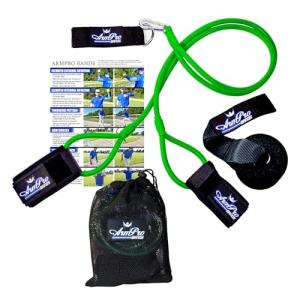 Arm Pro Bands Baseball Softball Resistance Training Bands for Arm Strength, Pitching and Conditioning Equipment, Anchor Strap, Door Mount (Green - Youth Athletes, Ages 12 & Under)