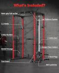 GarveeLife Power Cage, Power Racks for Home Gym with Pulley System, 1200 LBS Weight Capacity Multi-Functional Squat Rack for Strength Workout with More Training Attachment (Red D1002)