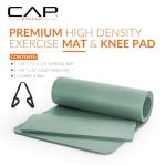 CAP Barbell High Density Exercise Yoga Mat with strap and Knee Pad 71"x24"x1/2" Sage Green