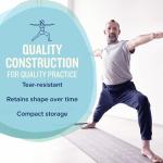 NewMe Fitness Yoga Mat for Women and Men - Large, 5mm Thick, 68 Inch Long, Non Slip Exercise Mats w/ 70 Printed Yoga Poses for Pilates, Workout and Stretching - Home and Gym Essentials - Purple