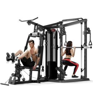 JELENS Home Gym System, 150LB Weight Stack Smith Machine with LAT Pull-Down & Leg Press, All-in-One Strength Training Equipment, Workout Station for Workout (Black, Classical Package)