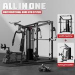 JELENS Home Gym System, 150LB Weight Stack Smith Machine with LAT Pull-Down & Leg Press, All-in-One Strength Training Equipment, Workout Station for Workout (Black, Classical Package)