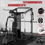 JELENS Home Gym System, 150LB Weight Stack Smith Machine with LAT Pull-Down & Leg Press, All-in-One Strength Training Equipment, Workout Station for Workout (Black, Classical Package)