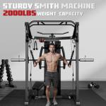 JELENS Home Gym System, 150LB Weight Stack Smith Machine with LAT Pull-Down & Leg Press, All-in-One Strength Training Equipment, Workout Station for Workout (Black, Classical Package)