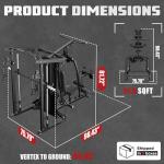 JELENS Home Gym System, 150LB Weight Stack Smith Machine with LAT Pull-Down & Leg Press, All-in-One Strength Training Equipment, Workout Station for Workout (Black, Classical Package)