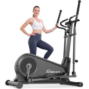 ANCHEER Elliptical Exercise Machine, Elliptical Trainer for Home Gym, Exercise Equipment 550Lbs Max Weight, Ultra-Silent Elliptical Machine, 16 Resistance Levels & Pulse Rate Grips