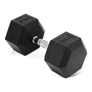 Fitvids 50LB Single Hex Dumbbells Rubber Coated Hand Weights for Exercises and Fitness