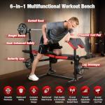 6-in-1 Foldable Weight Bench Set, 1695LBS Adjustable Workout Bench/Barbell Rack/Curl Pad, Bench Press, Leg Extension and Curl machine, Workout Fitness Equipment w/Squat Rack for Home Gym