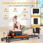 Pilates Reformer, Foldable Pilates Machine with Jump Board & Pilates Box (4 Springs & 5 Resistance Cords) for Home Gym Workout, Pilate Equipment Kit for Beginners & Advanced Users, Up to 500 LBS