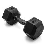 CAP Barbell 25 LB Rubber Coated Hex Dumbbell Hand Weight - Single | Black Handle